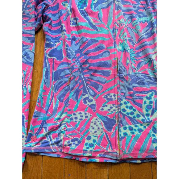 Lily Pulitzer luxletic full zip pink and blue patterned sport jacket Size M - Picture 4 of 8